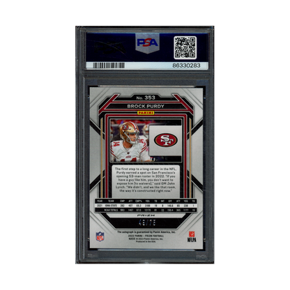 Brock Purdy 2022 Panini Prizm Football Rookie Auto  Green Scope /75 PSA 9/10