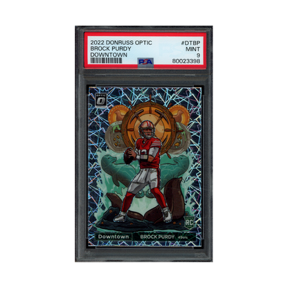 Brock Purdy 2022 Panini Donruss Optic Football Rookie Downtown PSA 9