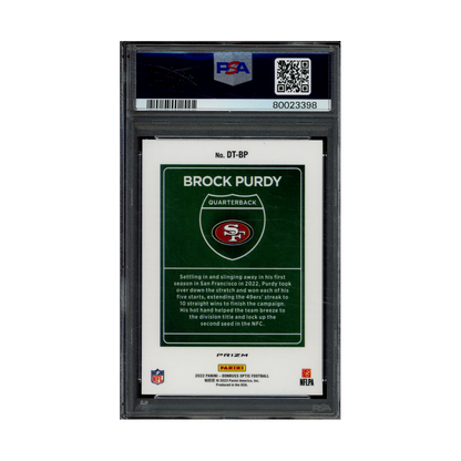 Brock Purdy 2022 Panini Donruss Optic Football Rookie Downtown PSA 9