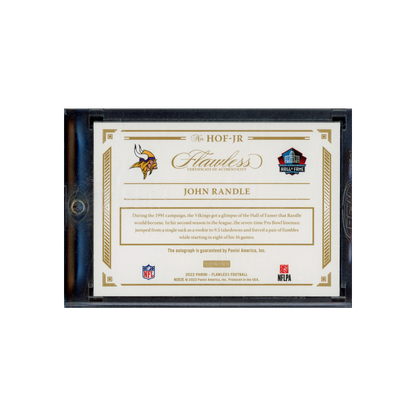 John Randle 2022 Panini Flawless Football Hall of Fame Auto /10