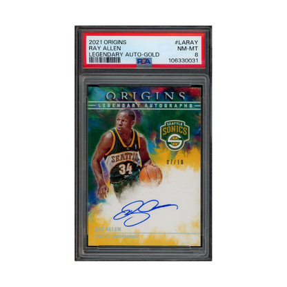 Ray Allen 2021 Panini Origins Basketball Legendary Auto Gold /10 PSA 8