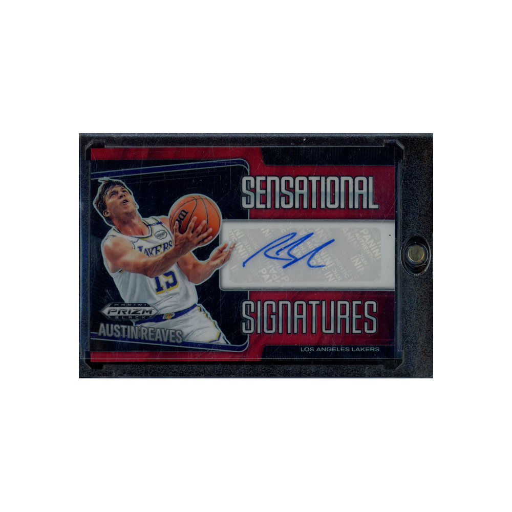 Austin Reaves 2024-25 Panini Prizm Black Basketball Sensational Signatures Auto Red Prizm /99
