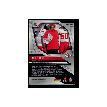 Andy Reid 2024 Panini Prizm Football Purple Prizm /125