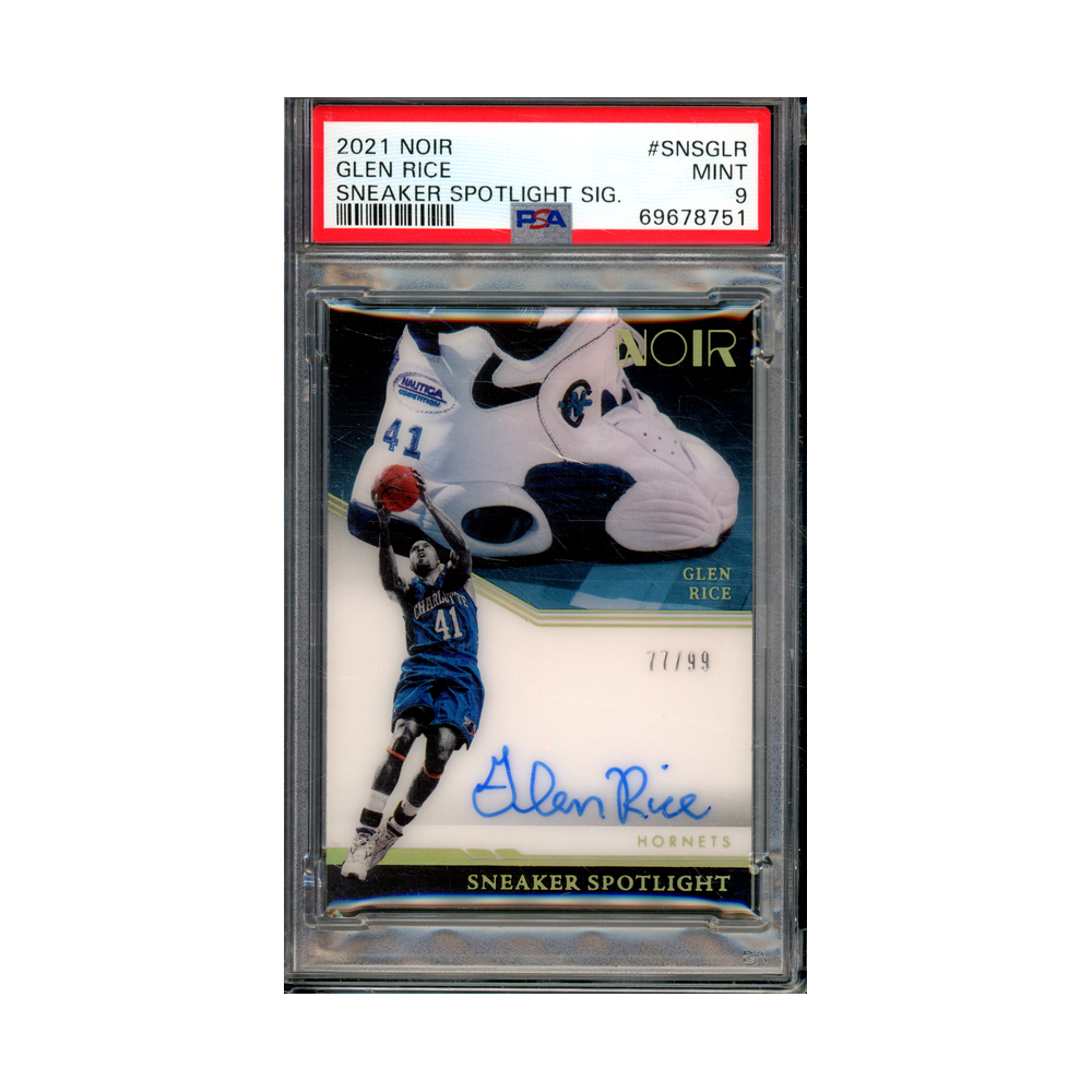 Glen Rice 2021 Panini Noir Basketball Sneaker Spotlight Signatures Auto /99 PSA 9