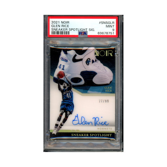 Glen Rice 2021 Panini Noir Basketball Sneaker Spotlight Signatures Auto /99 PSA 9