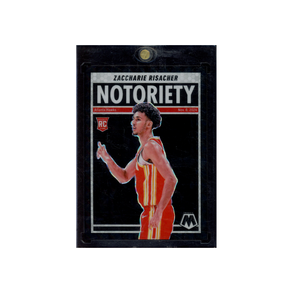 Zaccharie Risacher 2024-25 Panini Mosaic Basketball Notoriety Black Rookie 1/1