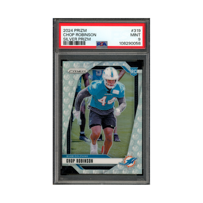 Chop Robinson 2024 Panini Prizm Football Silver Prizm Rookie /3 PSA 9