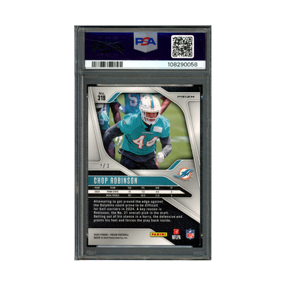 Chop Robinson 2024 Panini Prizm Football Silver Prizm Rookie /3 PSA 9