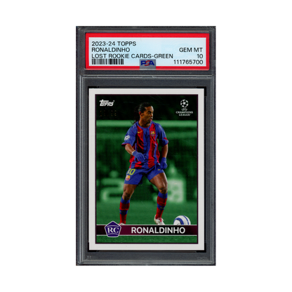 Ronaldinho 2023-24 Topps Lost Rookie Cards Green /99 PSA 10