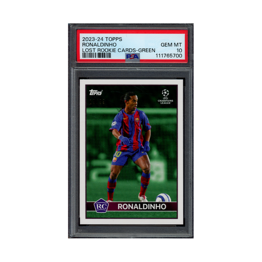 Ronaldinho 2023-24 Topps Lost Rookie Cards Green /99 PSA 10