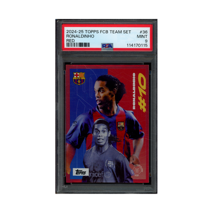 Ronaldinho 2024-25 Topps FCB Team Set Red /5 PSA 9