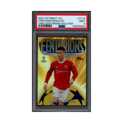 Cristiano Ronaldo 2021-22 Finest UCL 1998 Centurions Gold Refractor /50 PSA 9