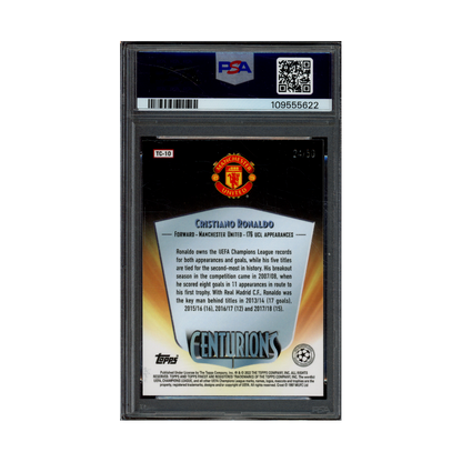 Cristiano Ronaldo 2021-22 Finest UCL 1998 Centurions Gold Refractor /50 PSA 9