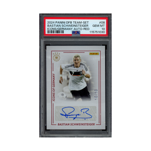 Bastian Schweinsteiger 2024 Panini DFB Team Set Icons Auto Red /10 PSA 10