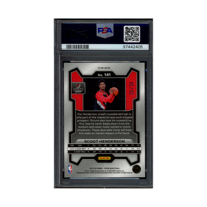 Scoot Henderson 2023 Panini Prizm Basketball Cherry Blossom Choice Prizm Rookie /20 PSA 10