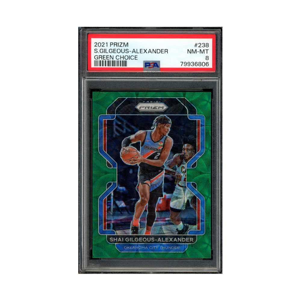 Shai Gilgeous-Alexander 2021 Panini Prizm Basketball Green Choice Prizm /8 PSA 8