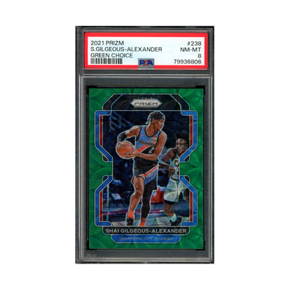 Shai Gilgeous-Alexander 2021 Panini Prizm Basketball Green Choice Prizm /8 PSA 8