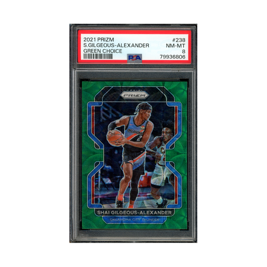 Shai Gilgeous-Alexander 2021 Panini Prizm Basketball Green Choice Prizm /8 PSA 8
