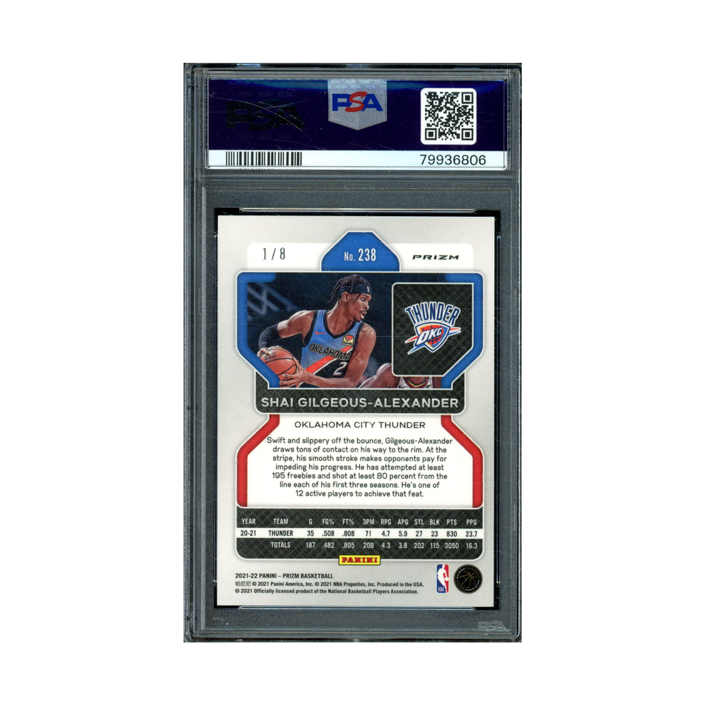Shai Gilgeous-Alexander 2021 Panini Prizm Basketball Green Choice Prizm /8 PSA 8