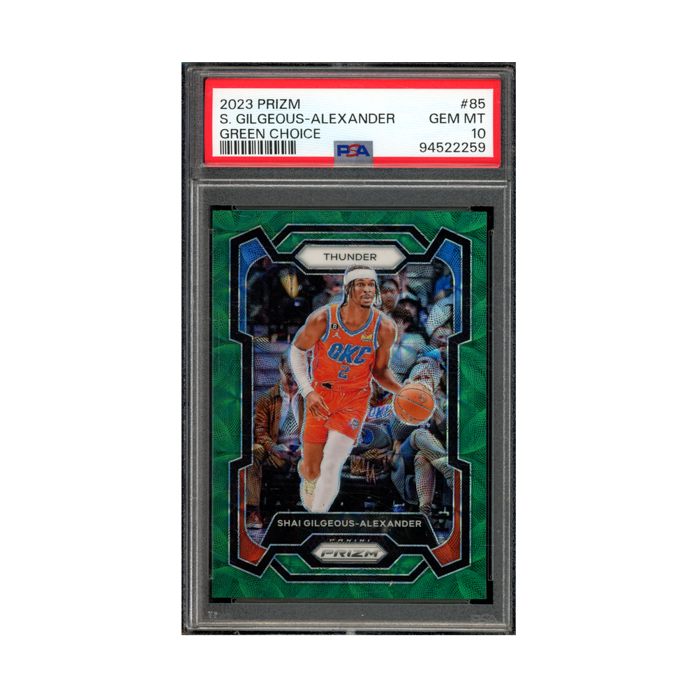 Shai Gilgeous-Alexander 2023 Panini Prizm Basketball Green Choice Prizm /8 PSA 10