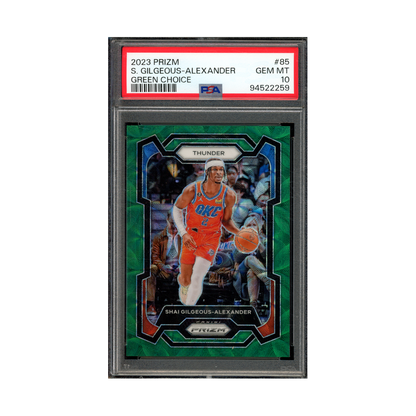 Shai Gilgeous-Alexander 2023 Panini Prizm Basketball Green Choice Prizm /8 PSA 10