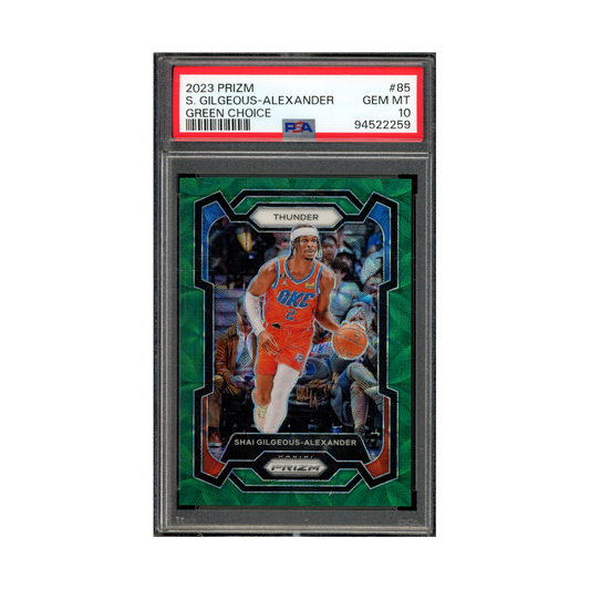 Shai Gilgeous-Alexander 2023 Panini Prizm Basketball Green Choice Prizm /8 PSA 10