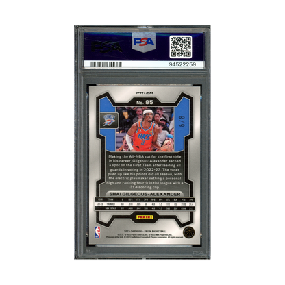 Shai Gilgeous-Alexander 2023 Panini Prizm Basketball Green Choice Prizm /8 PSA 10
