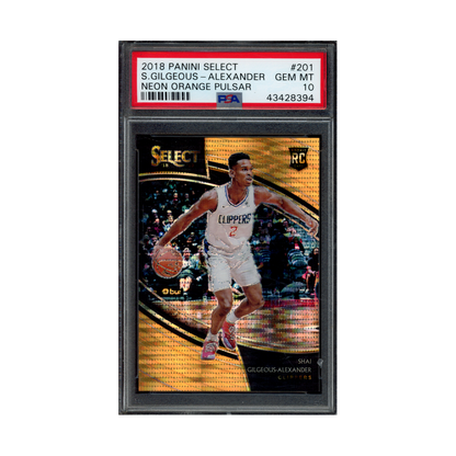 Shai Gilgeous-Alexander 2018 Panini Select Basketball Neon Orange Pulsar Courtside Rookie /13 PSA 10