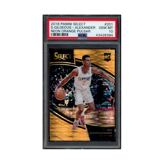 Shai Gilgeous-Alexander 2018 Panini Select Basketball Neon Orange Pulsar Courtside Rookie /13 PSA 10