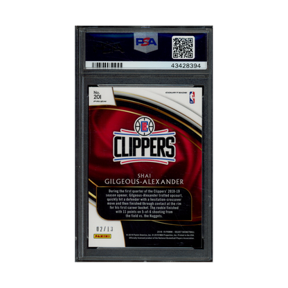 Shai Gilgeous-Alexander 2018 Panini Select Basketball Neon Orange Pulsar Courtside Rookie /13 PSA 10