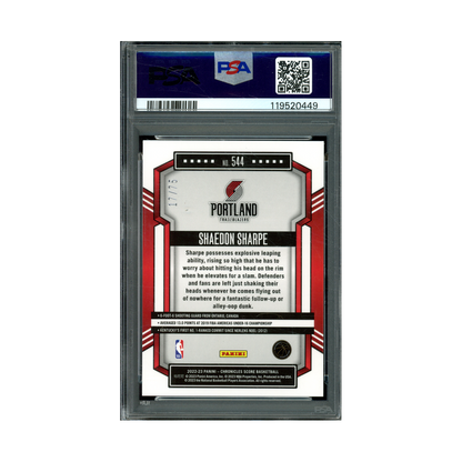 Shaedon Sharpe 2022 Panini Chronicles Basketball Rookie Orange /75 PSA 10