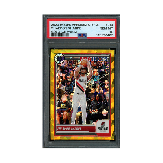 Shaedon Sharpe 2023 Panini Hoops Premium Stock Basketball Gold Ice Prizm /10 PSA 10