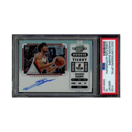Shaedon Sharpe 2022 Panini Contenders Optic Basketball Rookie Ticket Variation Auto PSA 10
