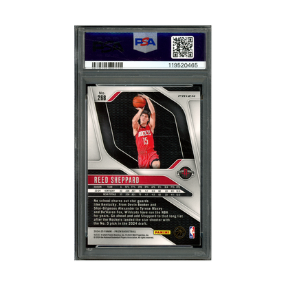 Reed Sheppard 2024 Panini Prizm Green Prizm Rookie PSA 9