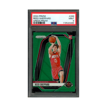 Reed Sheppard 2024 Panini Prizm Green Prizm Rookie PSA 9