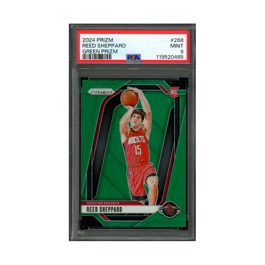 Reed Sheppard 2024 Panini Prizm Green Prizm Rookie PSA 9