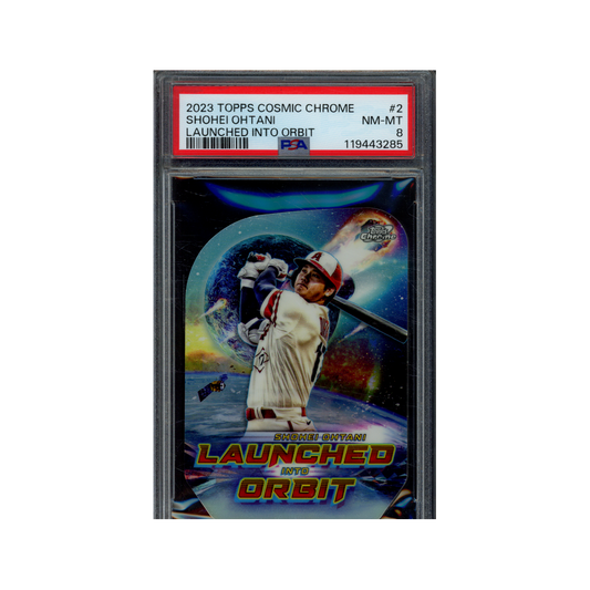 Shohei Ohtani 2023 Topps Cosmic Chrome Launched Into Orbit Die-Cut PSA 8