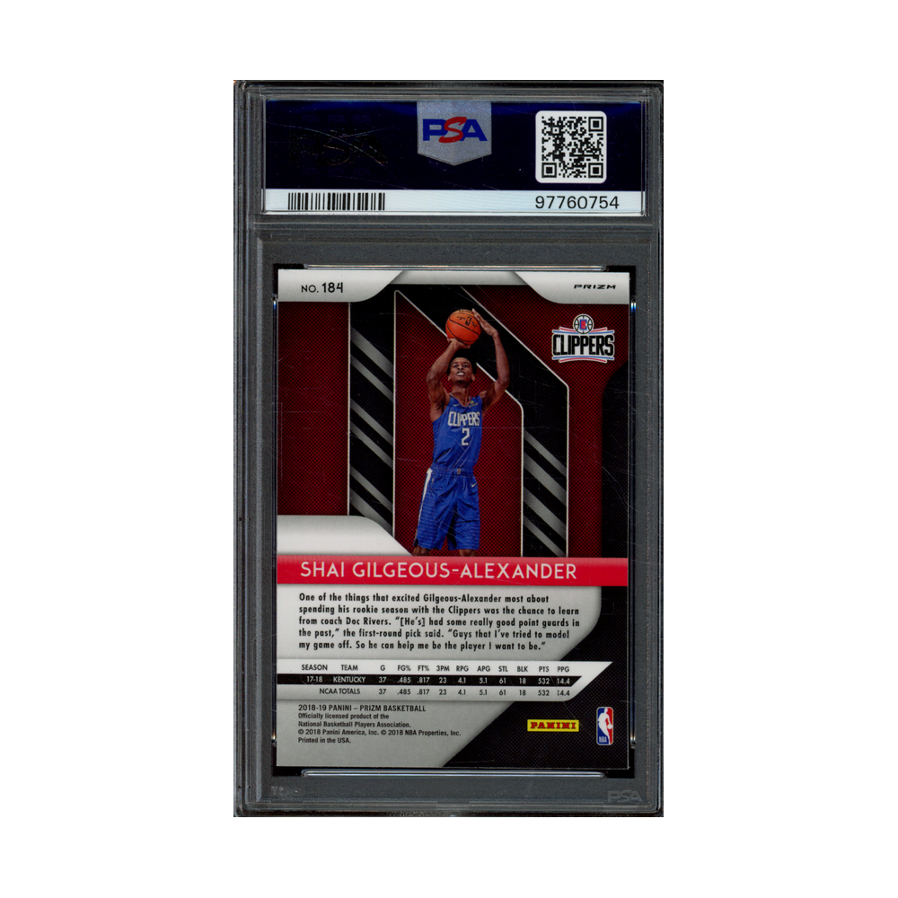 Shai Gilgeous-Alexander 2018 Panini Prizm Basketball Red White Blue Prizm Rookie PSA 10