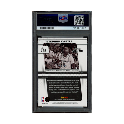 Stephon Castle 2024 Panini Deca Basketball Orange Prizm Rookie /49 PSA 10