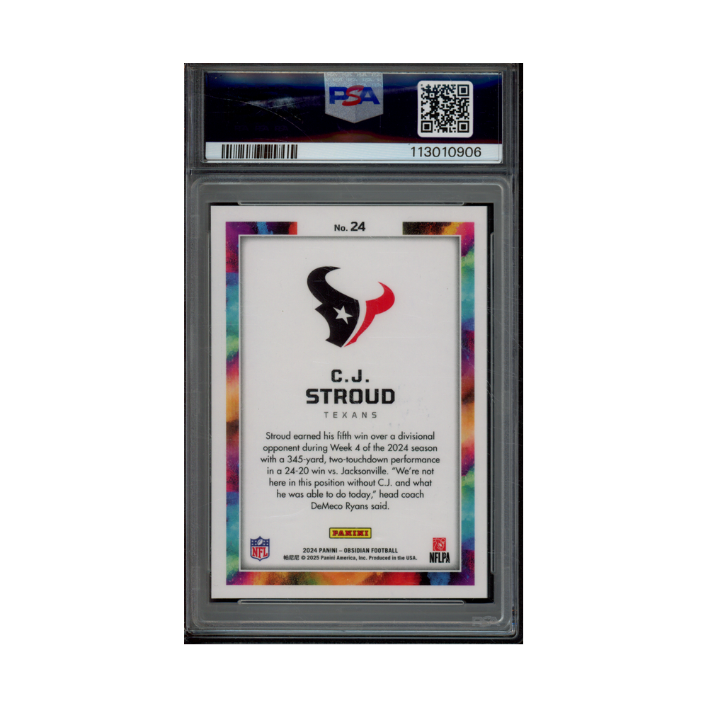 CJ Stroud 2024 Panini Obsidian Football Black Color Blast PSA 10