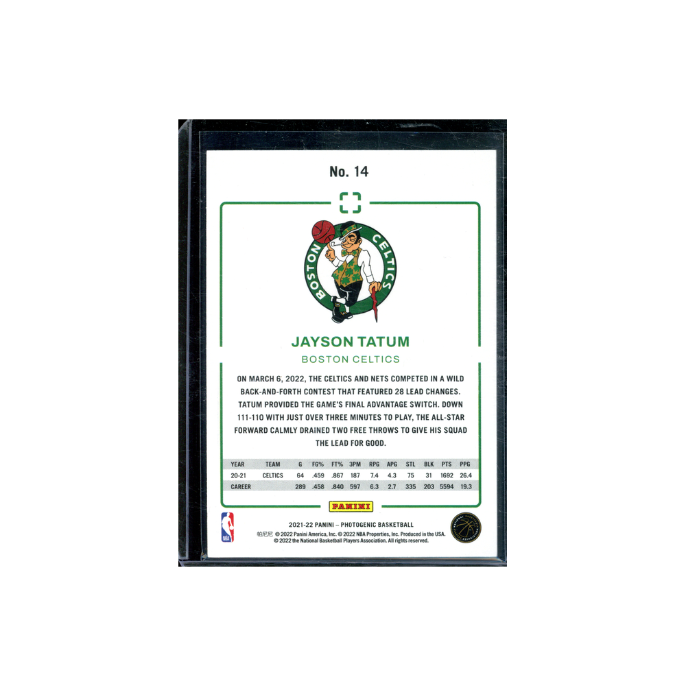 Jayson Tatum 2021-22 Panini Photogenic Basketball Diamond Anniversary /75