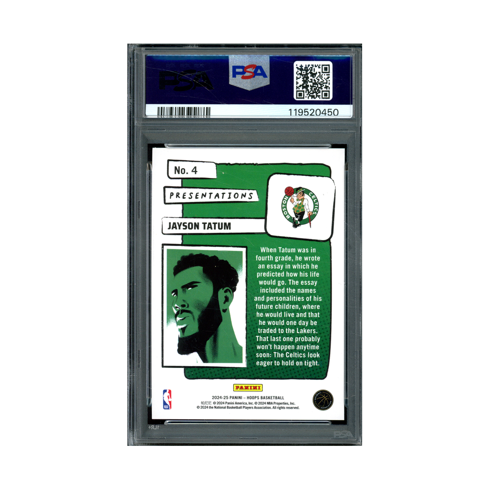 Jayson Tatum 2024 Panini Hoops Presentations PSA 8