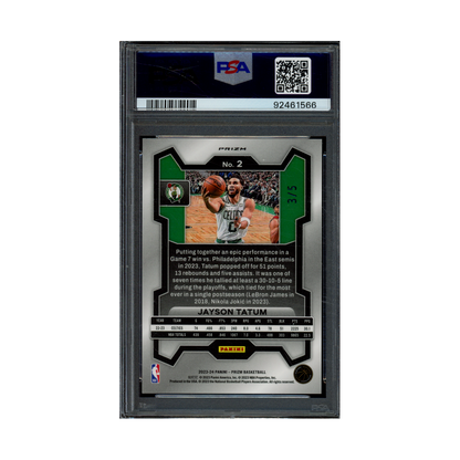 Jayson Tatum 2023 Panini Prizm Black Gold Prizm /5 PSA 10