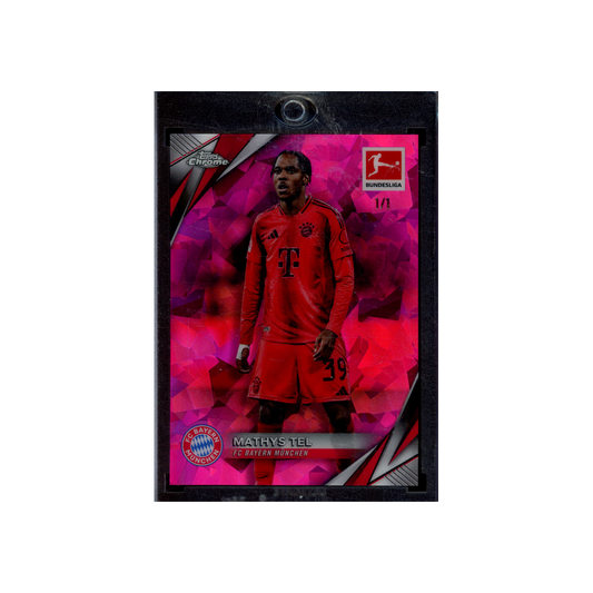 Mathys Tel 2025 Topps Chrome Bundesliga Sapphire Pink Padparadscha 1/1