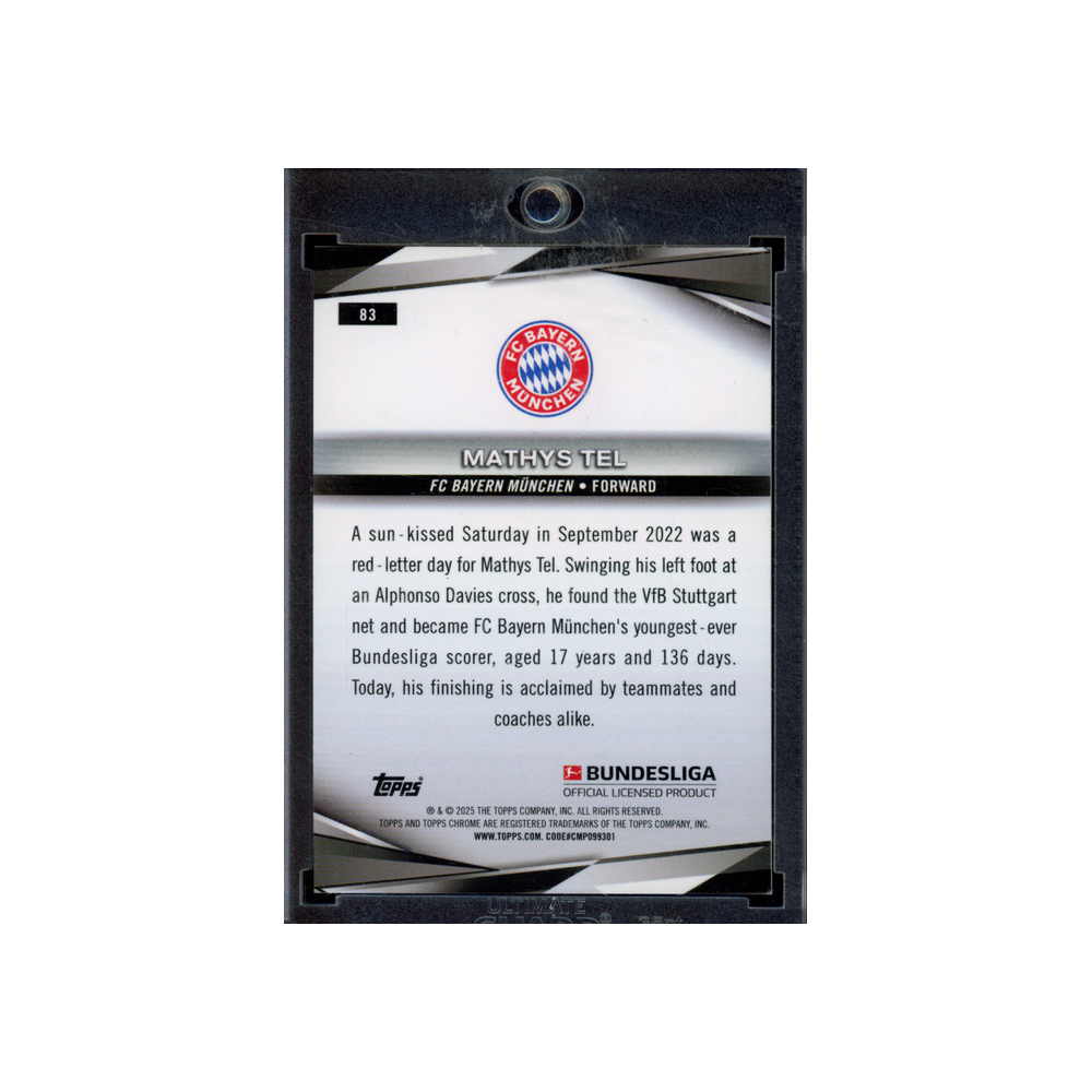 Mathys Tel 2025 Topps Chrome Bundesliga Sapphire Pink Padparadscha 1/1