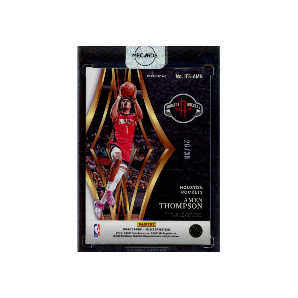 Amen Thompson 2024-25 Panini Select Basketball In Flight Auto Orange Pulsar /30