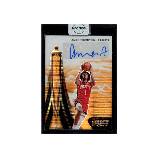 Amen Thompson 2024-25 Panini Select Basketball In Flight Auto Orange Pulsar /30
