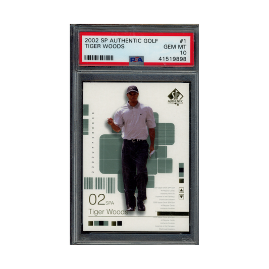 Tiger Woods 2022 SP Authentic Gold PSA 10