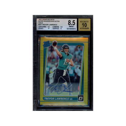 Trevor Lawrence 2021 Panini Donruss Optic Football Rated Rookie Auto Gold /10 BGS 8.5/10