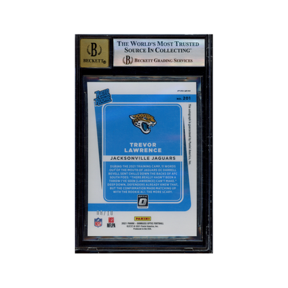Trevor Lawrence 2021 Panini Donruss Optic Football Rated Rookie Auto Gold /10 BGS 8.5/10
